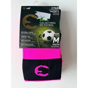 Puma Soccer Socks Youth Size M Pink Black NWT 2 Pair Performance Athletic Kids